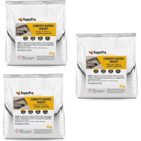 6 kg Cemento Rapido, Ideale per Riparazioni Veloci su Calcestruzzo, Fughe e Malte - Uso Interno ed Esterno per Intonaci e Pavimenti, 3CF X 6KG (1/5)