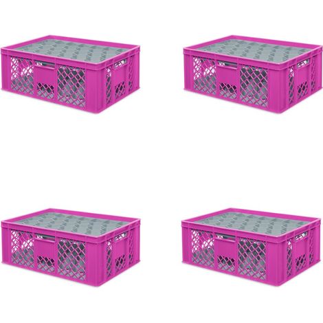 BRB 4x boîte en verre 600x400 mm 33 verres jusqu’à 205 mm de hauteur/diamètre 75 mm, rose