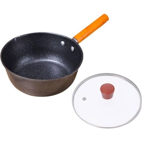 Poêle Antiadhésive - Pierre Maifan - Poêle à Frire et Casserole pour Nouilles Instantanées et Lait - Poignée en Bois - 14 16 18 20 22 Pouces - 1 Pièce (1/5)
