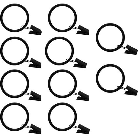 10pcs (Black) Metal Curtain Rings Curtain Clips Multipurpose Curtain Hooks for Curtains and Curtain Rods Pictures Decoration MUMU (1/3)