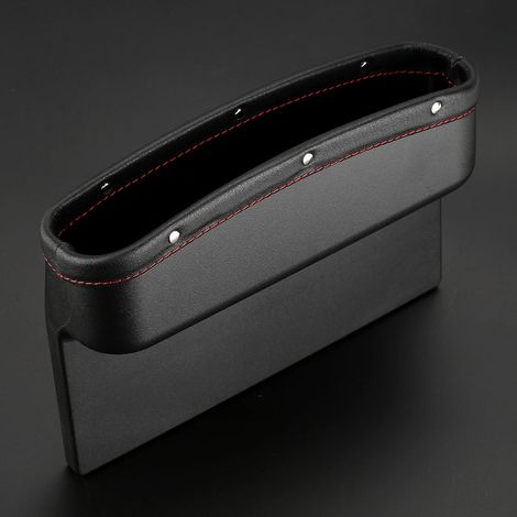 Boîte de rangement pour voiture, organisateur de rangement pour console de siège auto, porte-cartes et clés (noir) (1/5)