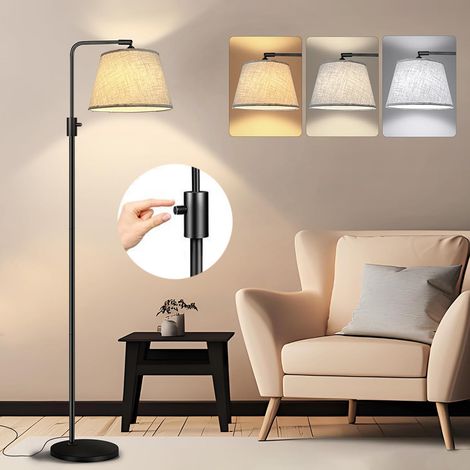 Lampadaire Arc Moderne avec Abat-Jour Rotatif 180° - LED 3 Températures 12W Économe, Base Stable 173cm Noir pour Salon/Chambre (1/5)