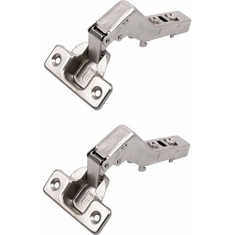 Lot de 2 charnières invisibles courbées à 45° – Sans embase – Ajustables et réglables – Fixation pour porte de meuble cuisine et salle de bain (1/2)