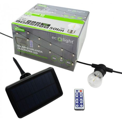 Guirlande solaire 10 m 10xE27 2700K IP44 télécommande (1/5)