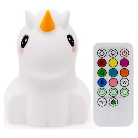 ZOLGINAH Veilleuses, Grande taille Veilleuse Enfants, Lampe de chevet en silicone portable, lumière multicolore avec télécommande, luminosité et couleur réglables, cadeau enfant - Grand Licorne (1/5)