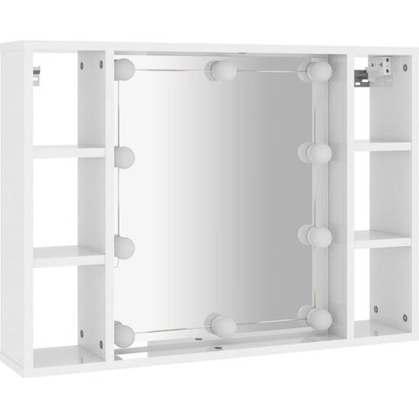 Mueble con espejo y LED blanco brillante 76x15x55 cm vidaXL