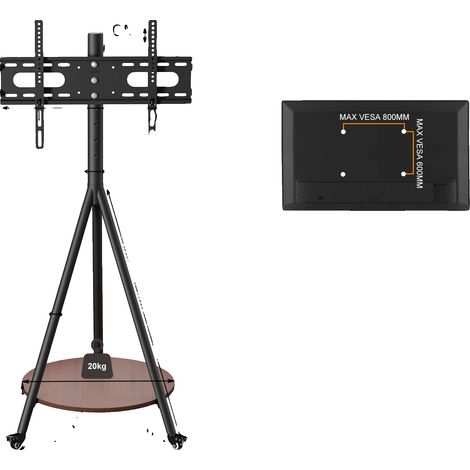 Support de télévision sur pied, réglable en hauteur, compatible avec les téléviseurs de 40 à 75 pouces, noir (1/2)