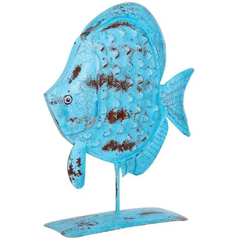 Figura pez de metal azul, 45x15x57h cm (1/5)