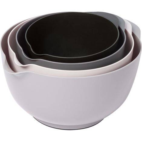 Lot de 4 bols mélangeurs en plastique sans BPA, grands, gris (1/5)