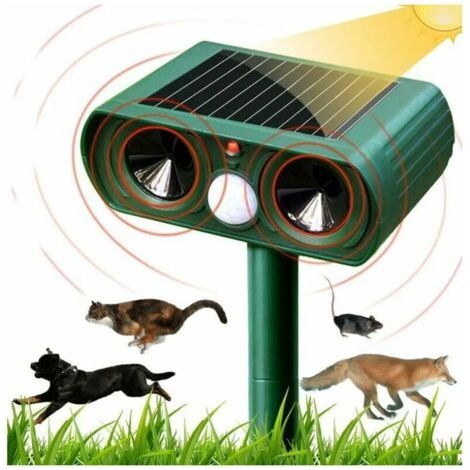 Répulsif Chat Ultrason Solaire Repulsif Chat Exterieur Sensibilité et Fréquence Réglable Ultrason Chat pour Repousser Animaux Nuisibles Protecteur de Jardin (1/5)