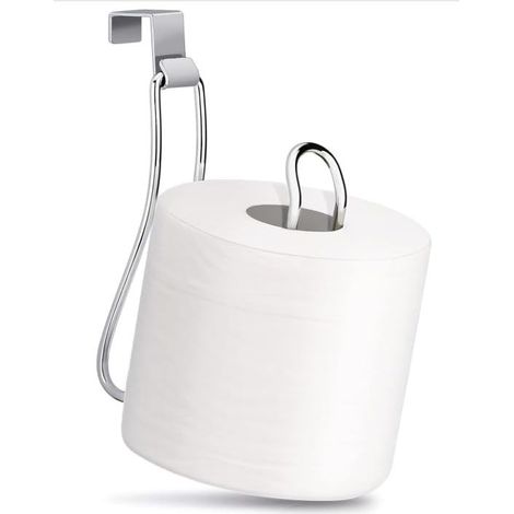 Porte-papier toilette basique au-dessus du réservoir – Chrome – Rangement pour rouleau de papier toilette suspendu pour réservoir ou porte de placard – Sans perçage Accessoire de salle de bain pour (1/5)