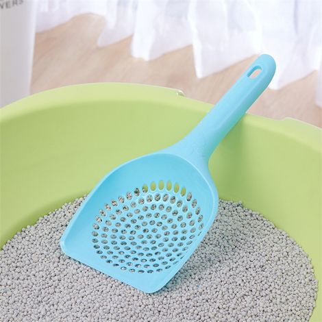 Pala de plástico para arena de gatos, herramienta para aspirar, fácil de limpiar, 1 unidad (azul) (1/4)
