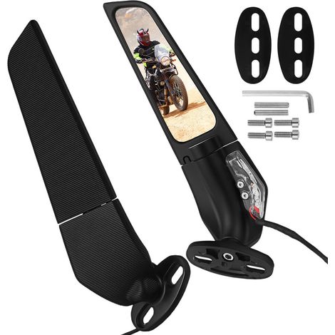 paio di specchietti retrovisori universali per moto in alluminio ABS nero (1/2)