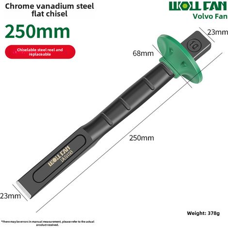 Ciseau plat industriel oxyde noir 10" (250mm) – pour maçonnerie ciment, acier chrome-vanadium, poignée renforcée (1/5)