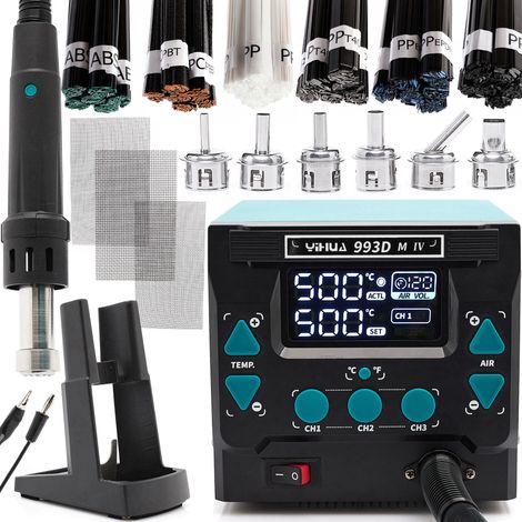 Heißluft-Lötstation Yihua 993DM-IV + 6 Lötzinn 50g + 3 Netze