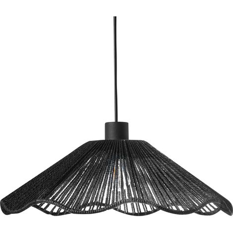 Lámpara colgante con pantalla de papel hecha a mano y base metálica estilo rústico boho negro Migori