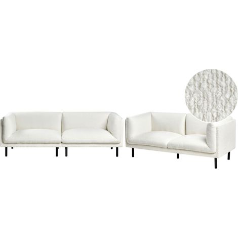 Living Room Set 5 Seater VORGOD Boucle Off-White (1/5)