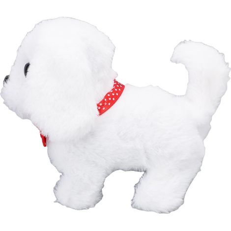 Chiot en peluche électronique, jouet chien robot interactif tout doux et mignon pour enfants de plus de 3 ans, blanc (1/5)