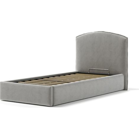 letto singolo contenitore "moon" in tessuto perla 90x190 cm