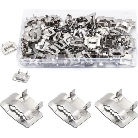 Boucle de Cerclage en Acier 10 mm Cerclage en Acier Joints pour Feuillard de 8-10 mm Pour Fixations Extérieures et Applications Lourdes (1/5)