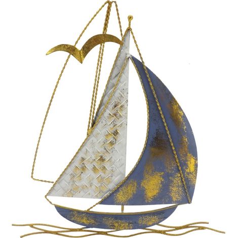 Signes Grimalt Figura Marinera Adorno Pared  Adorno Pared Barco Velero Apliques Metal Marrón 2x36x39cm 36065 (1/2)
