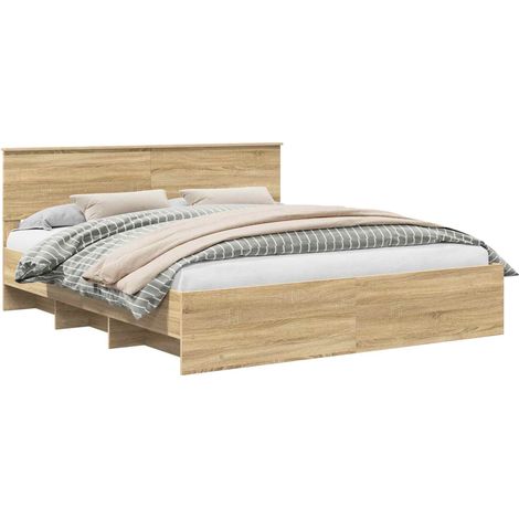 Maison Exclusive - Bettrahmen mit Kopfteil Sonoma-Eiche 180 x 200