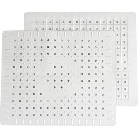 Set di 2 tappetini in gomma bianca per lavello da cucina con fori di drenaggio (1/4)