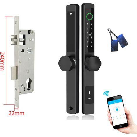 Weatherproof Smart Lock Touch, 7-in-1, Fingerprint Keyless Security Entry Door Lock, Bluetooth Electronic Deadbolt, Smartphone Access - B