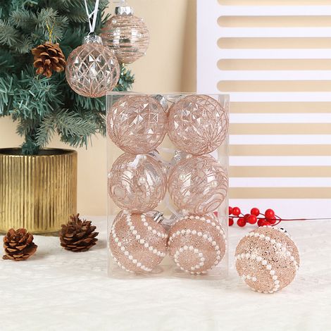 Boule De Noël - 12 Pièces - Boules En PET Brillantes Or Rose - Pour Arbre De Noël Intérieur Décoration De Fête Mariage (1/5)