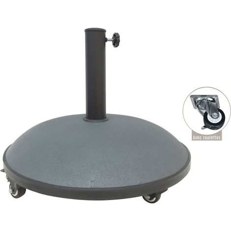 Base de sombrilla en cemento gris oscuro 25 kg - Dimensiones 50x37 cm, diámetro interior 35/38/48 mm.