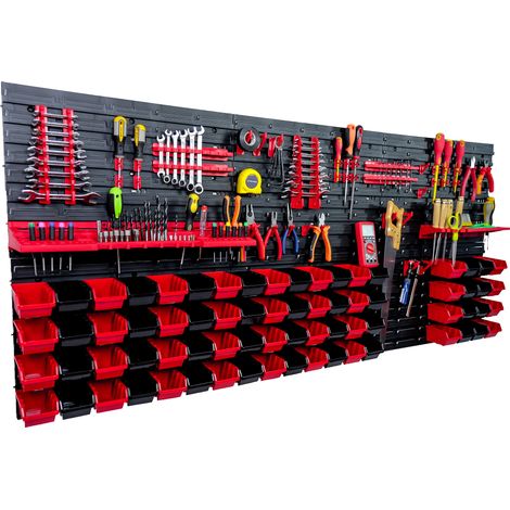 Panneau d'outils d'atelier 172x78 cm + 72 plateaux (1/5)