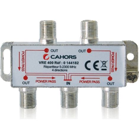 Cahors – Répartiteur TV 4 sorties – Connecteurs F – Signal optimisé pour TNT, satellite et câble – Isolation efficace entre sorties (1/4)