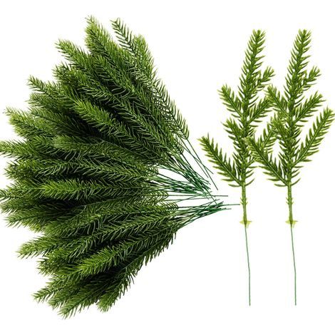 Set of 60 artificial pine branches, artificial pine branches, Christmas garland, garden decoration
