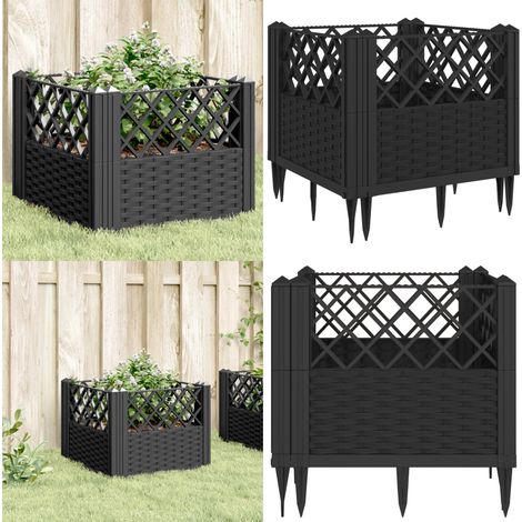 Pflanzkasten mit Erdspießen Schwarz 43,5x43,5x43,5 cm PP - Gartenpflanze - Pflanzkasten - Balkonpflanzen - Gartenmöbel - Polypropylen - Home & Living (1/5)