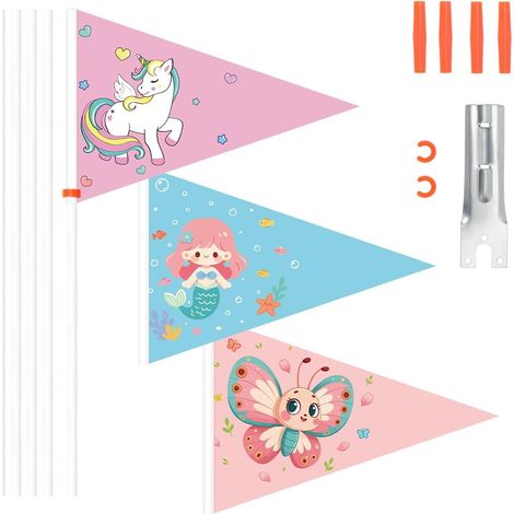 Drapeau pour remorque à vélo,Fanion de sécurité Ajustable,Drapeau pour vélo Enfant, Panneau d'avertissement (1/5)
