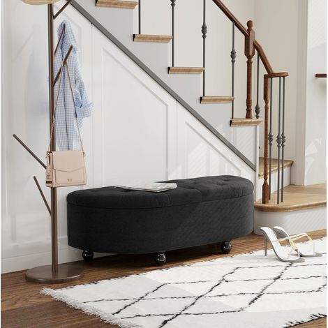 MEUBLIV Panca contenitore 120x46x42 cm grigio scuro, seduta imbottita, senza materasso (1/5)