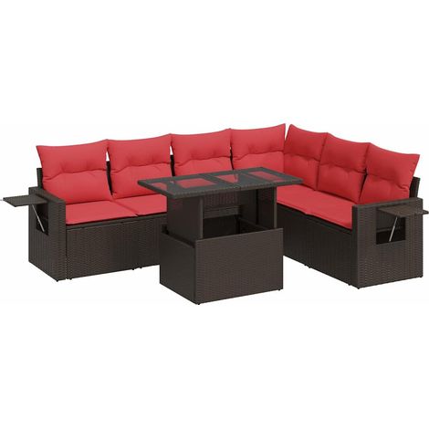 vidaXL Set Divani da Giardino 7pz con Cuscini Marrone Polyrattan Acacia (1/5)