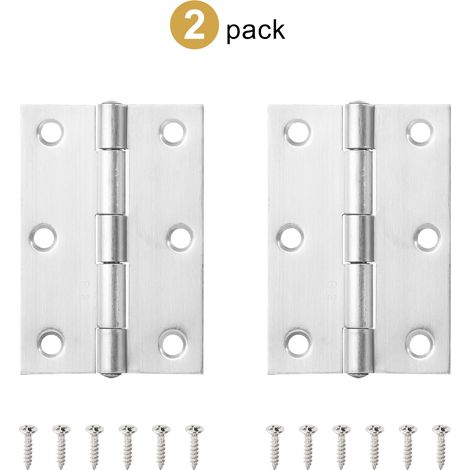 (Argent 75,5 mm, lot de 2) 2 charnières en acier inoxydable noires pliables à 270° pour portes de placards de cuisine, meubles en bois (1/5)