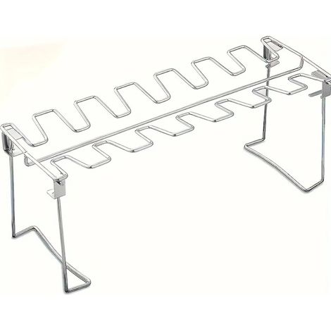 (Gris clair) 1 Grille à cuisses et ailes de poulet en acier inoxydable - Grille verticale pliable, idéale pour griller, fumer et utiliser au four (1/5)