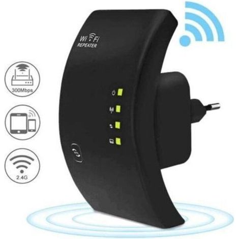 WiFi Repeater, Powerful WiFi Amplifier, WiFi Extender N300, WiFi Signal Booster, 1 Ethernet Port, Covers up to 200㎡, Easy to Install, Compatible with All Internet Boxes， (1/5)