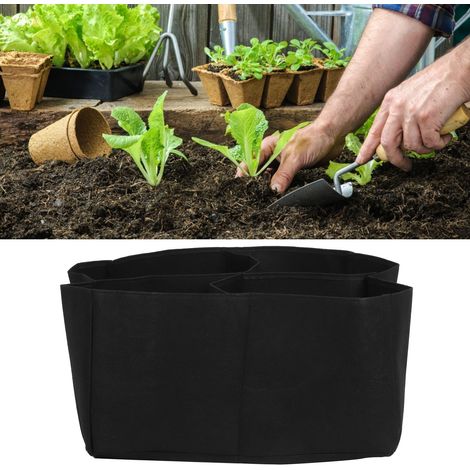 Plant Grow Bag Bacs de Culture de Jardins avec 4 Cases Divisés 60x60x30cm Noir Matière Feutre pour Plantation de Vegetables Intérieur et Exérieur (1/5)