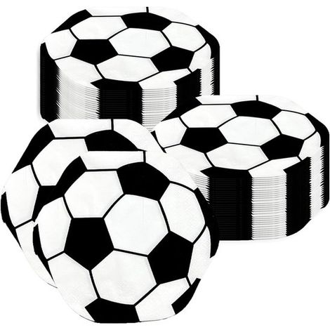 40 Serviettes de Football - Serviettes à Cocktail Jetables de 15x16cm - Noir/blanc - Décoration sur le Thème du Sport pour Fête de Football, Baby (1/5)