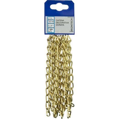 Catena decorativa pretagliata Ø 2 mm. in acciaio ottonato 2,5 mt.