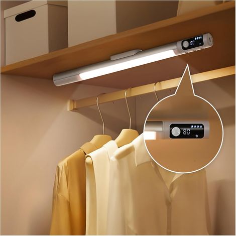 Éclairage LED sous-armoire, angle réglable avec capteur de mouvement, éclairage intérieur, sous-armoire avec affichage,Applique (argent) (1/5)