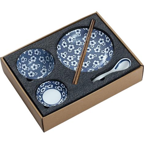 6 bols en céramique, bols à riz japonais, épais et résistants, compatibles micro-ondes four lave-vaisselle, motifs variés (1/5)