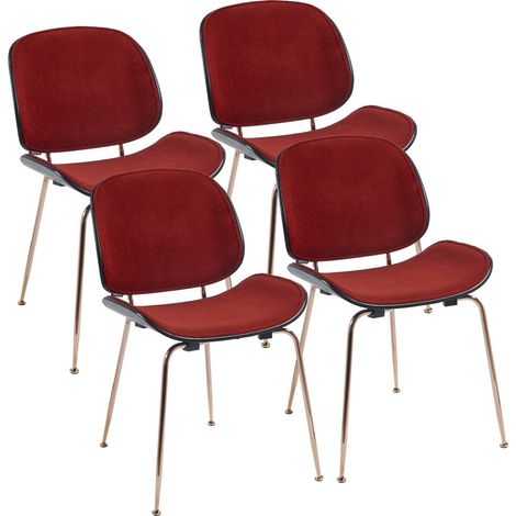 Set da 4 sedie design in tessuto rosso con struttura in oro rosa - Elizabeth (1/5)
