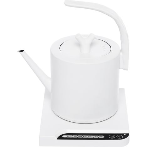Bouilloire électrique intelligente 1 l avec contrôle de 7 températures et socle, bouilloire électrique col de cygne 1000 W, pour bureaux, hôtels, appartements - Blanc (1/5)