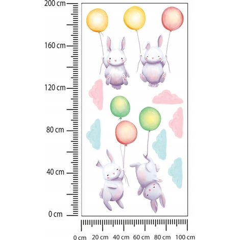 Adesivi per bambini Conigli sui palloncini 100x200cm (1/2)