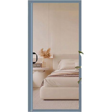 Cortina mosquitera para puerta, cierre magnético, apertura sencilla oculta, resistente a mascotas, 80 x 190 cm, gris. (1/5)