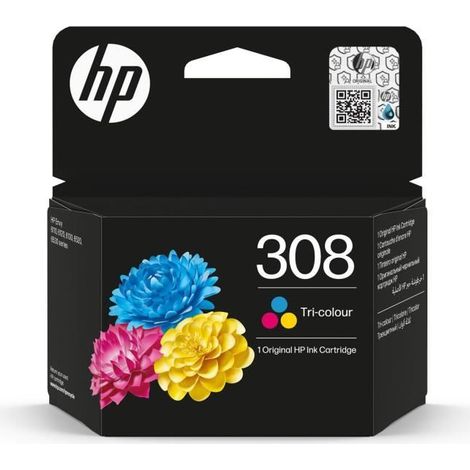 Cartouche d'encre HP 308 authentique tricolore (7FP20UE) pour HP Envy 6110, 6120, 6130, 6520, 6530 (1/5)